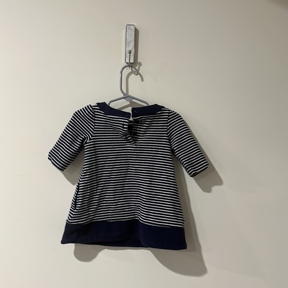 • Janie and Jack • Girls FLORAL STRIPED PONE DRESS Navy Blue & White 12-18 Month - Picture 4 of 4